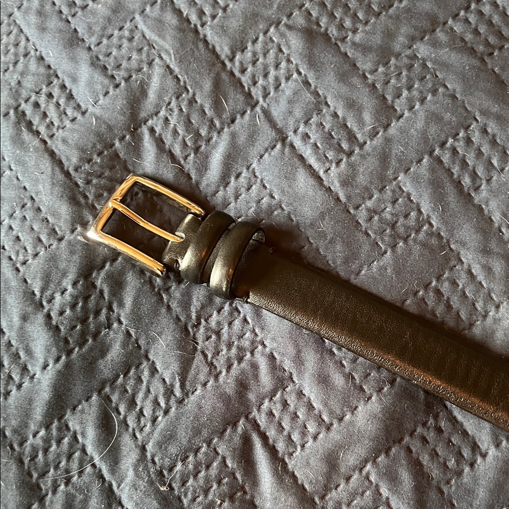 Elegant Black Leather Belt with Silver Buckle